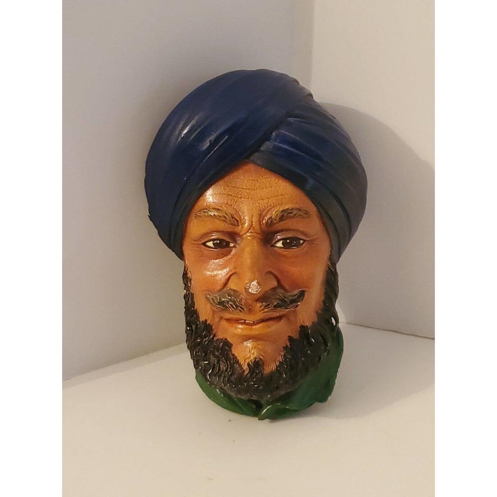 Vintage Bosson Head Chalkware Wall Hanging SIKH 1957 Made in England